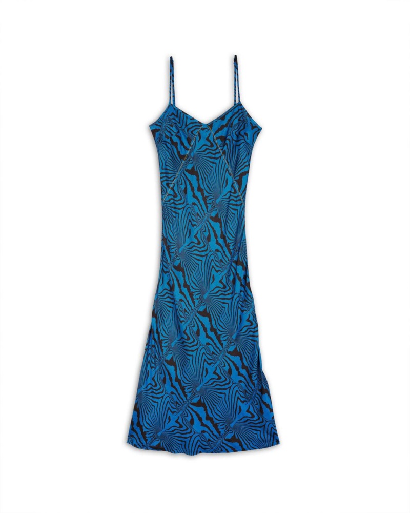 Blue Brain Dead Warped Zebra Slip Dress | USA AZWT16429