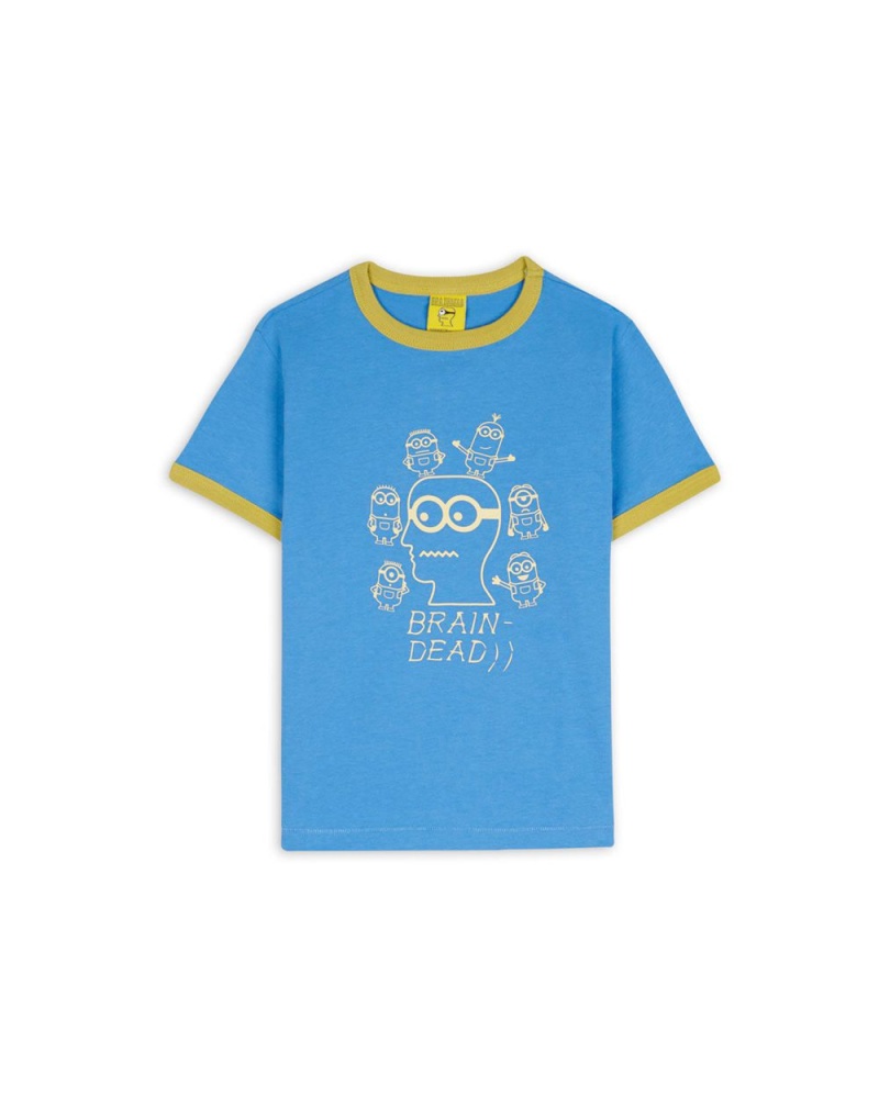 Blue Brain Dead X Minions Kids Short Sleeve Ringer T-Shirt | USA LOXU29184