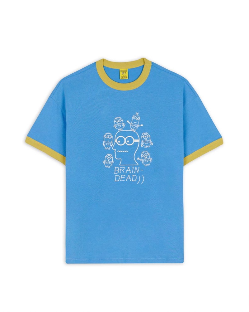 Blue Brain Dead X Minions Short Sleeve Ringer T-Shirt | USA SFCE09758