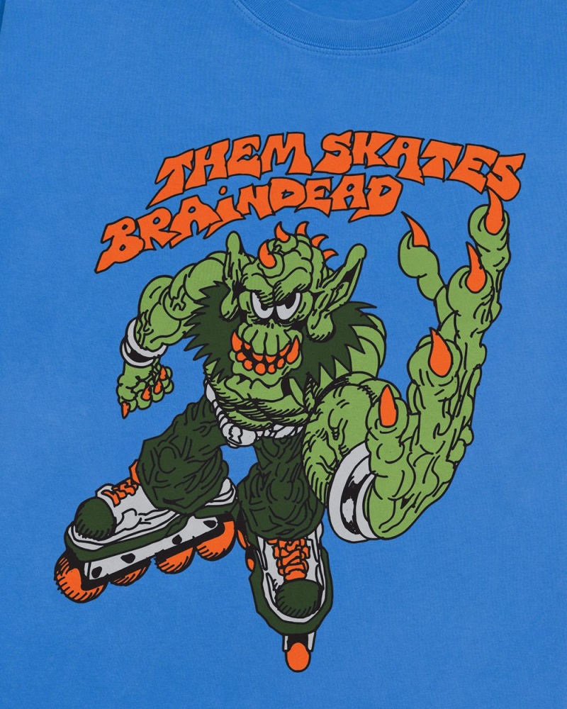 Blue Brain Dead X Them Skates Kogan Goblin Skate T-Shirt | USA CVRG97063