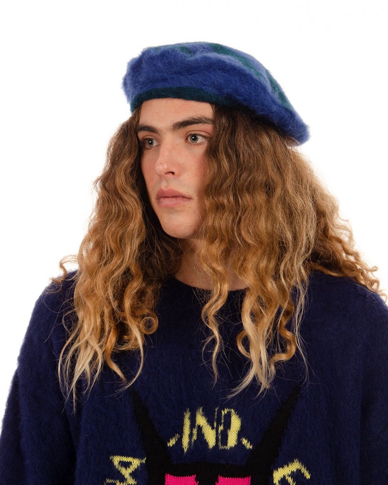 Blue Turquoise Brain Dead Scratch Beret Hat | USA KSZY27419