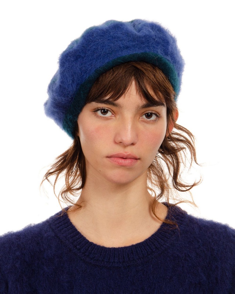 Blue Turquoise Brain Dead Scratch Beret Hat | USA KSZY27419