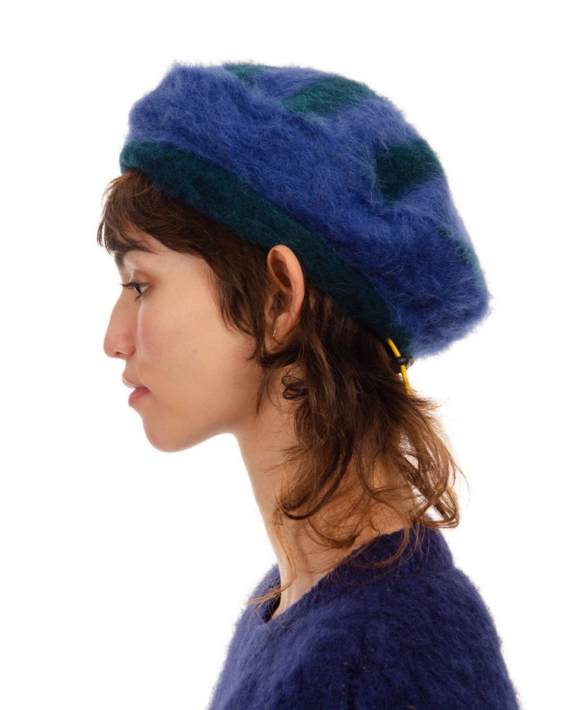 Blue Turquoise Brain Dead Scratch Beret Hat | USA KSZY27419