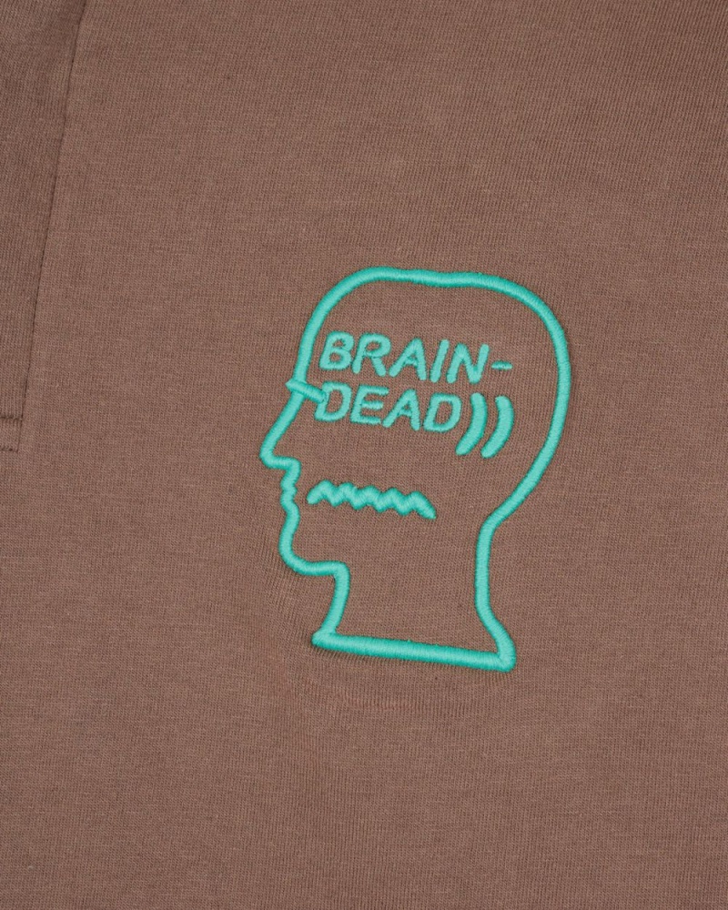 Brown Brain Dead 3d Embroidered Logohead Rugby Shirt | USA FWQH47905