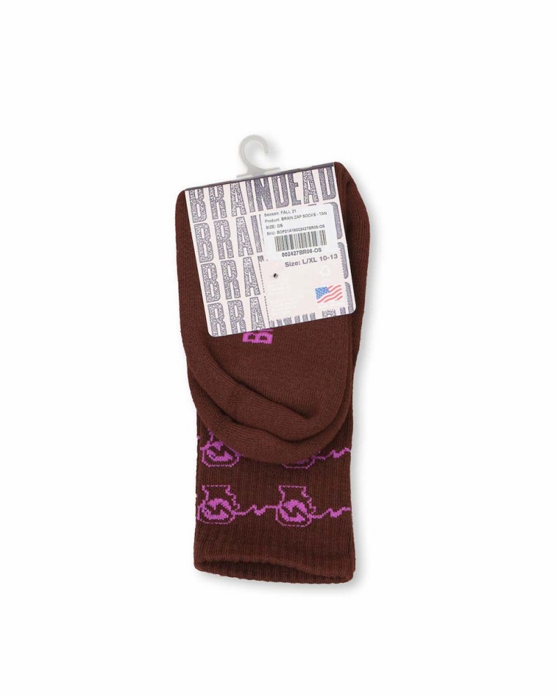 Brown Brain Dead Brain Zap Socks | USA NWKZ84205