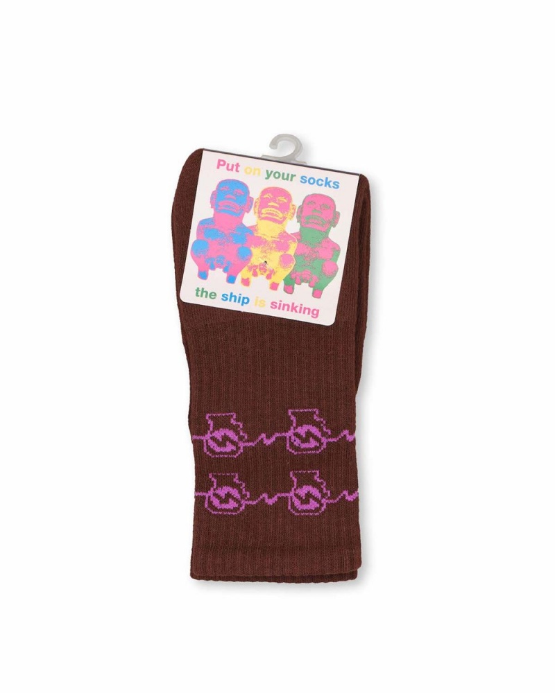 Brown Brain Dead Brain Zap Socks | USA NWKZ84205