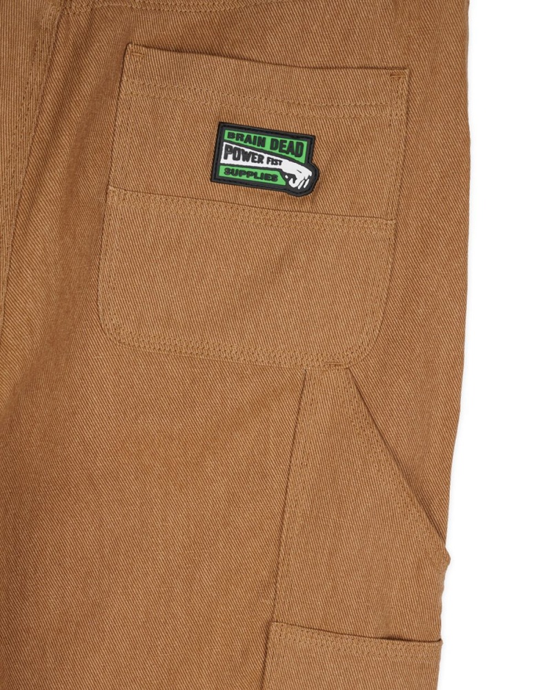 Brown Brain Dead Bull Denim Double Knee Utility Pant | USA JDUN38057