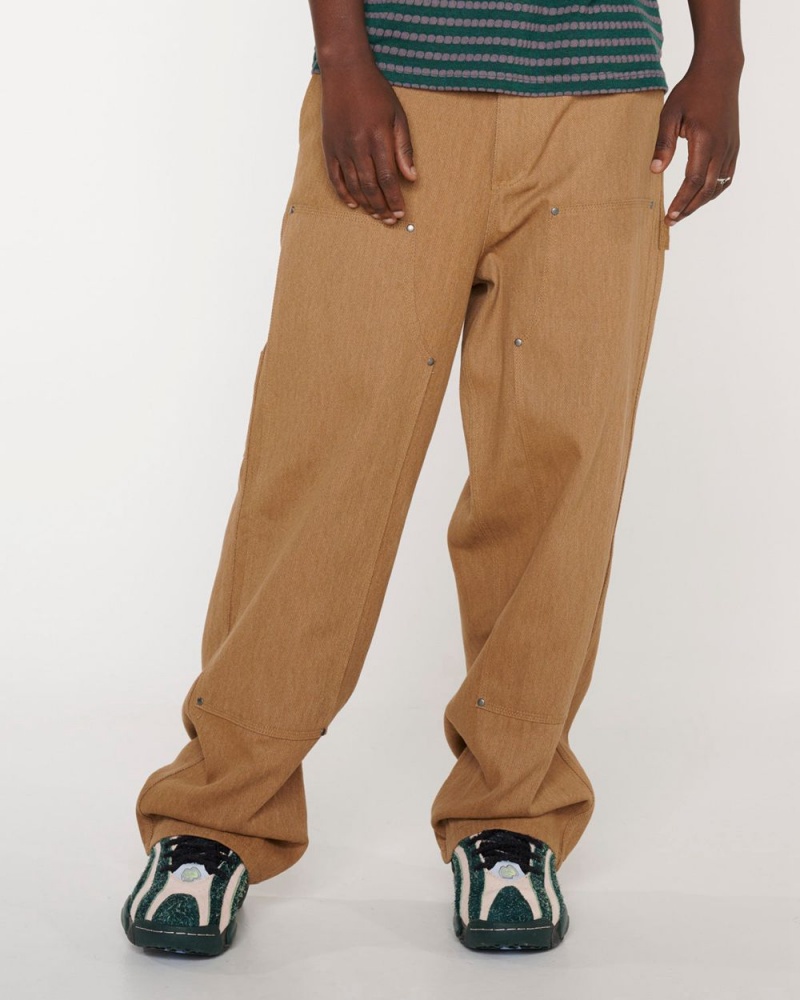 Brown Brain Dead Bull Denim Double Knee Utility Pant | USA JDUN38057