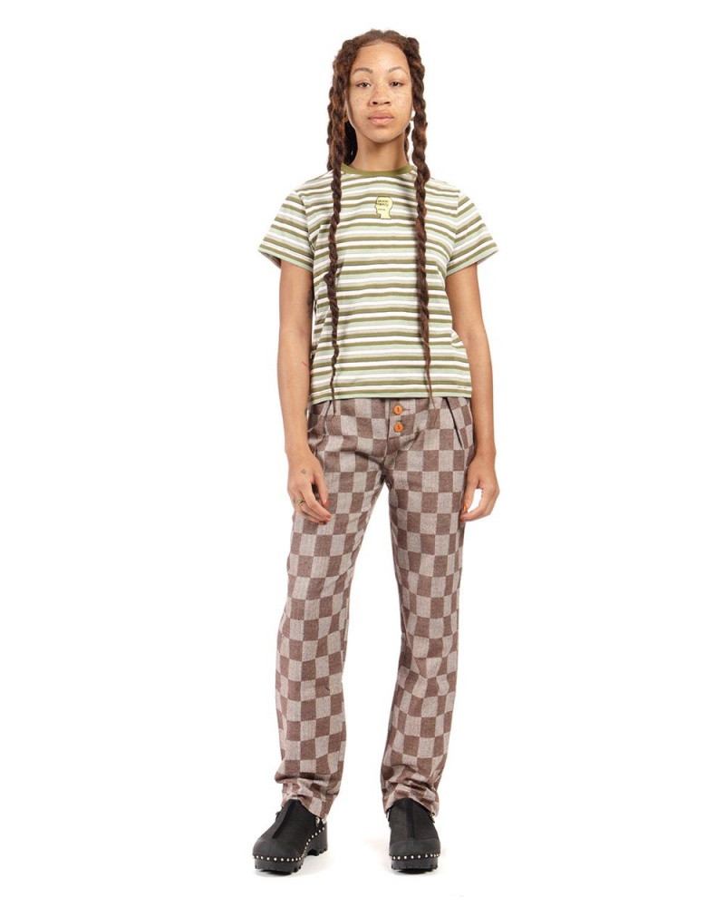 Brown Brain Dead Checkered Pleated Pant | USA NLDI68192