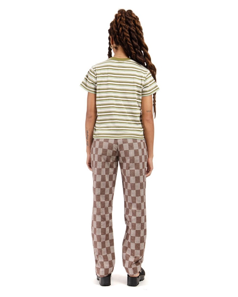 Brown Brain Dead Checkered Pleated Pant | USA NLDI68192