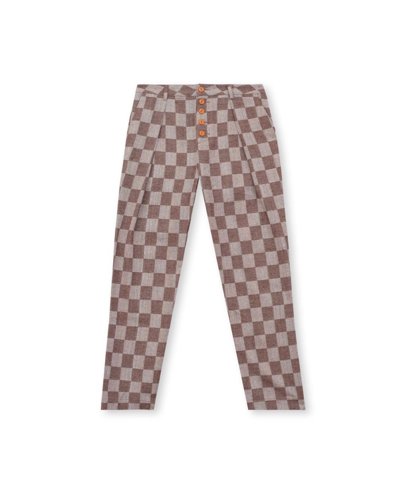 Brown Brain Dead Checkered Pleated Pant | USA NLDI68192