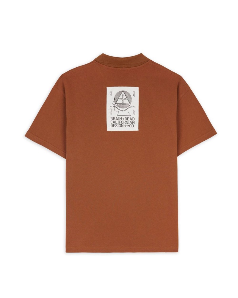 Brown Brain Dead Dogma Half Zip Polo Shirt | USA CRLW91625