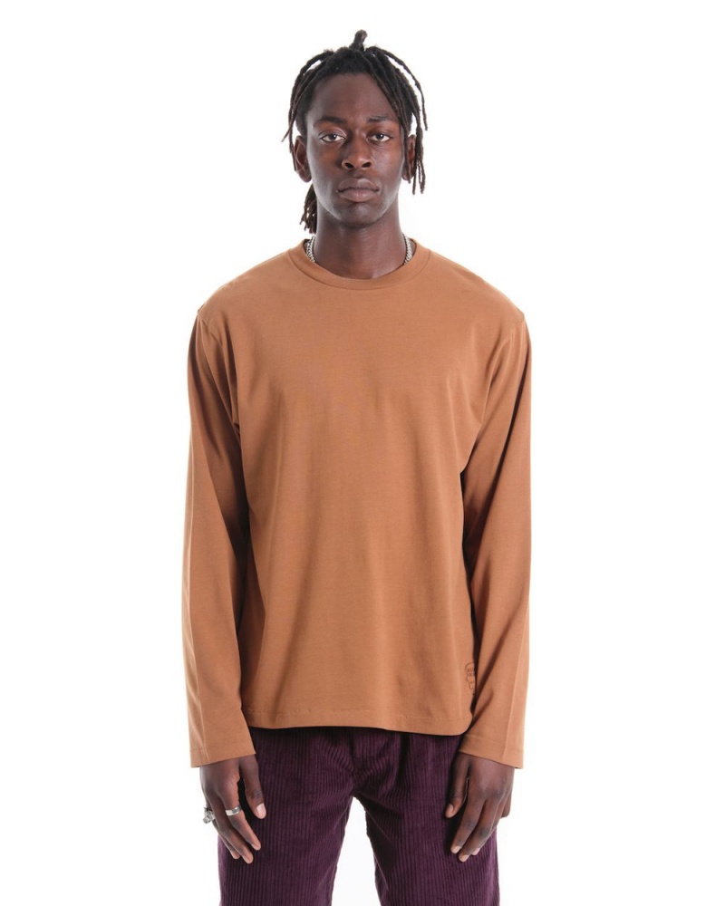 Brown Brain Dead Easy Long Sleeve T-Shirt | USA ZDEM97403