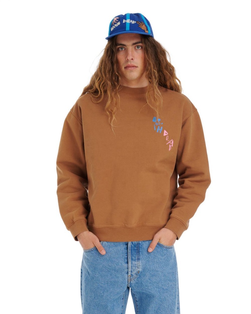 Brown Brain Dead Et Crewneck Sweatshirt | USA CMOD60841