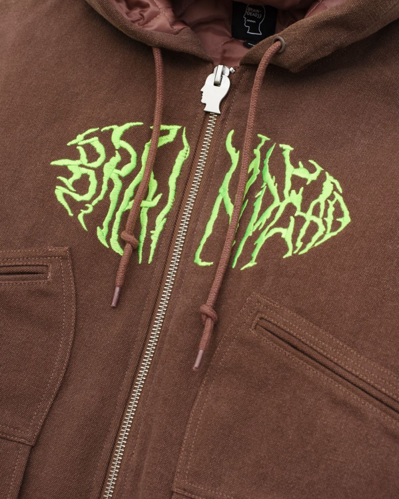 Brown Brain Dead Headbanger Hooded Field Jacket | USA FNDU06832