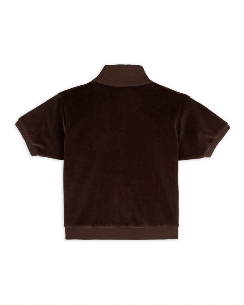 Brown Brain Dead Linked Short Sleeve Mock Neck Shirt | USA BHGR24378