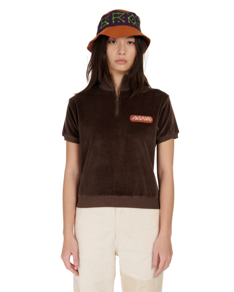 Brown Brain Dead Linked Short Sleeve Mock Neck Shirt | USA BHGR24378