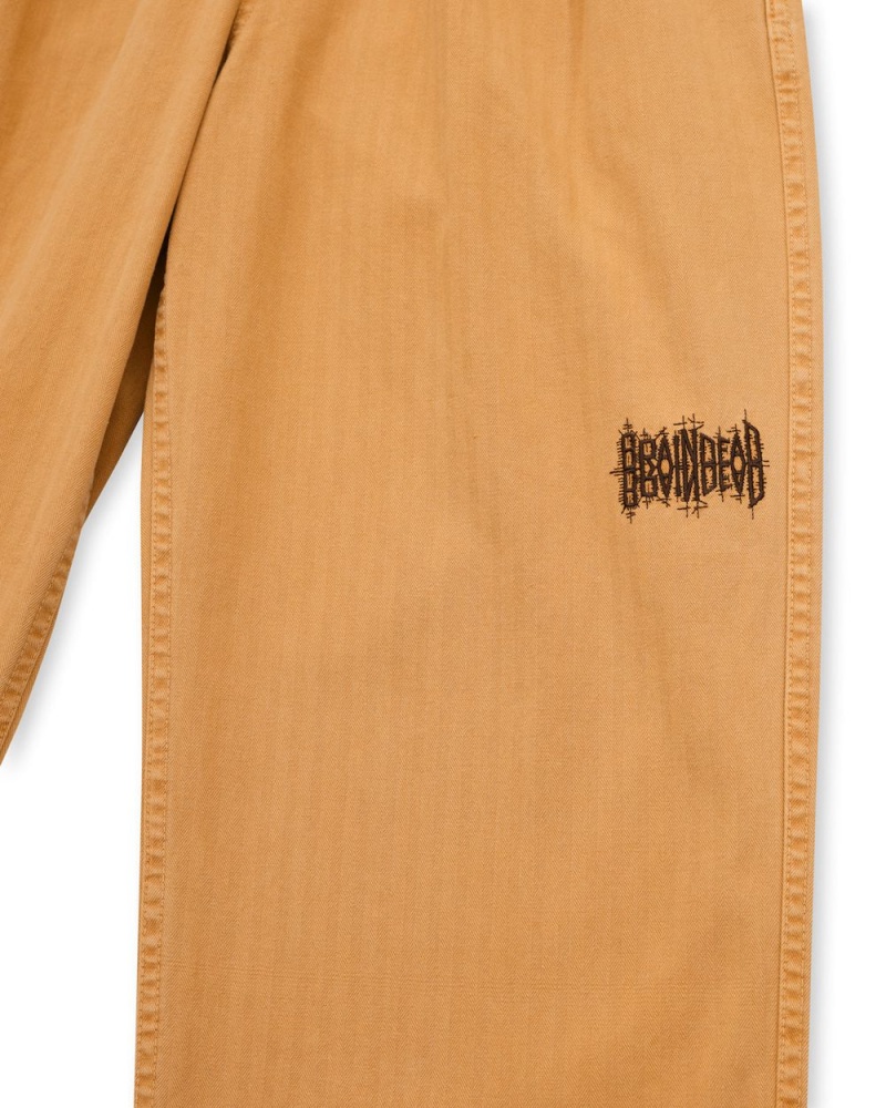 Brown Brain Dead Livewire Pigment Dyed Herringbone Pant | USA MYND37059