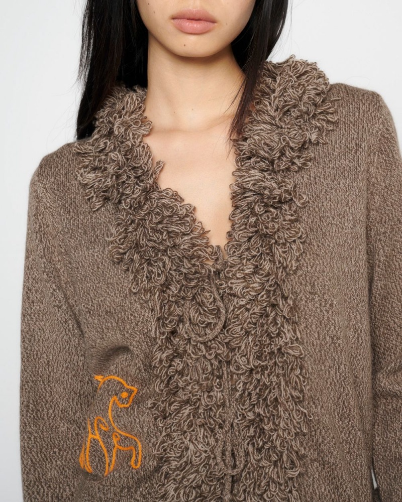 Brown Brain Dead Marled Cardigan | USA VCRY53874