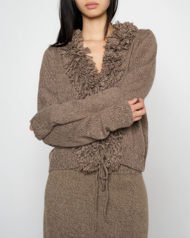 Brown Brain Dead Marled Cardigan | USA VCRY53874