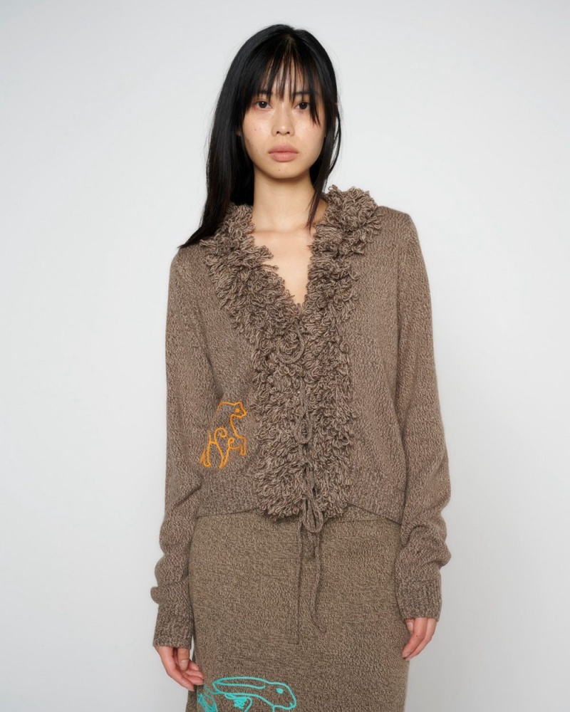 Brown Brain Dead Marled Cardigan | USA VCRY53874