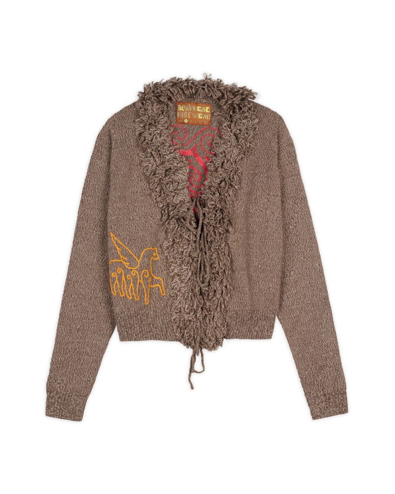 Brown Brain Dead Marled Cardigan | USA VCRY53874