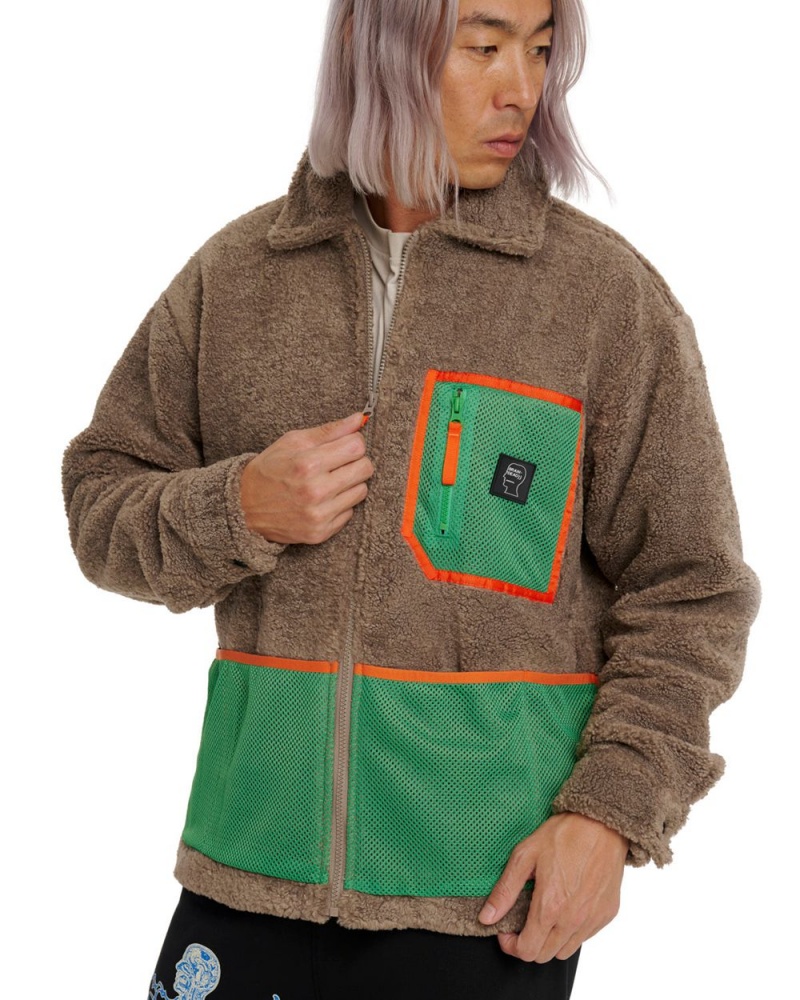 Brown Brain Dead Mesherpa Zip Jacket | USA RTCL86017