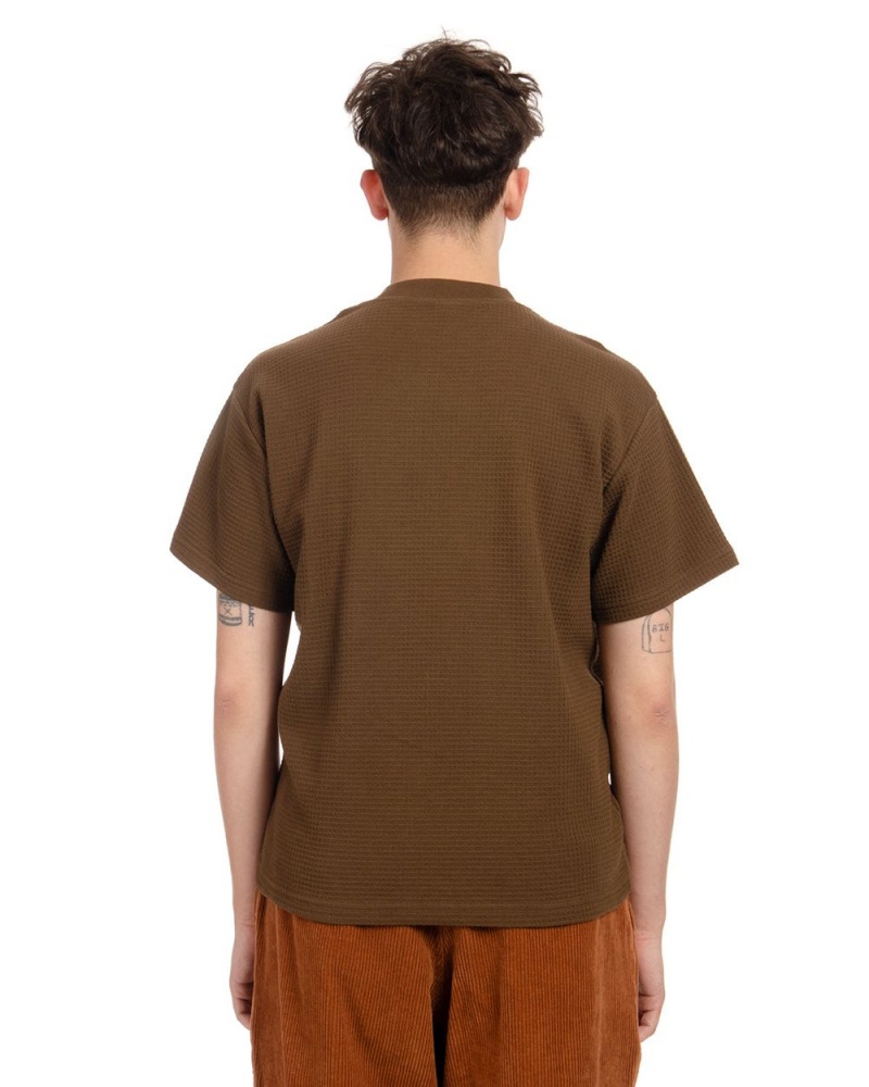 Brown Brain Dead Mini Waffle Mock Neck T-Shirt | USA YATD64039