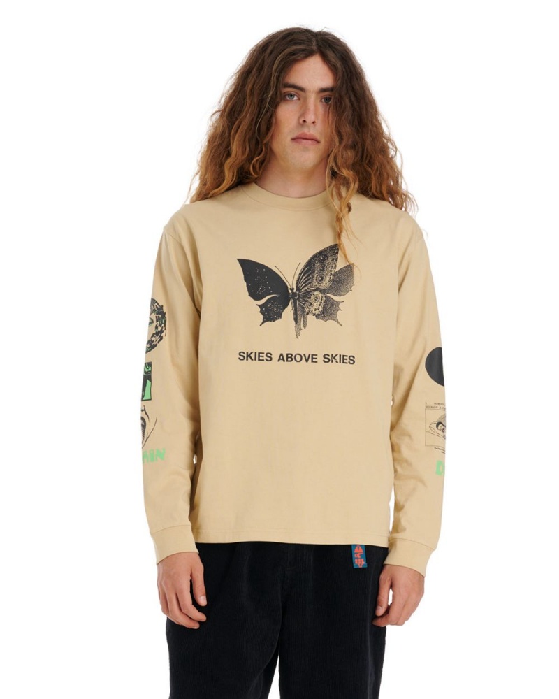 Brown Brain Dead Skies Above Skies Long Sleeve T-Shirt | USA OMRH57839