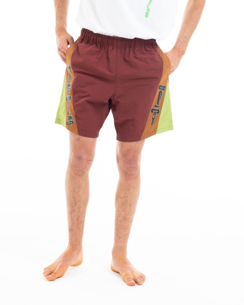 Brown Brain Dead X Gotcha Contrast Paneled Trunk Shorts | USA GZFJ80712