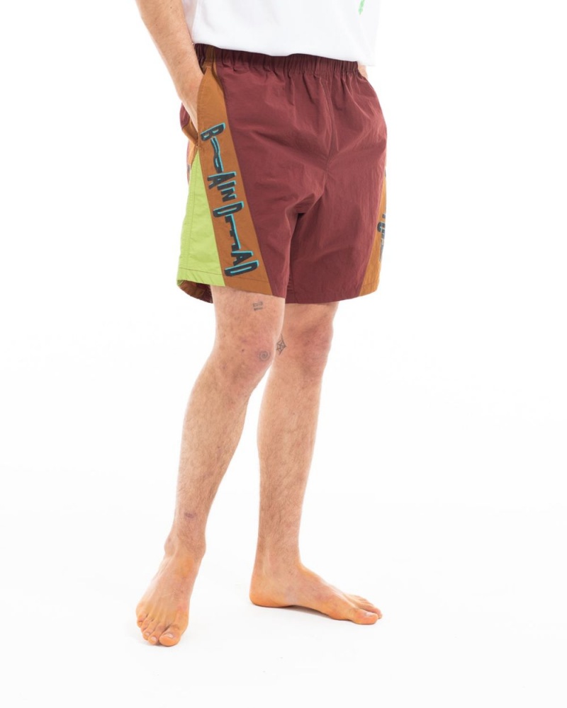 Brown Brain Dead X Gotcha Contrast Paneled Trunk Shorts | USA GZFJ80712