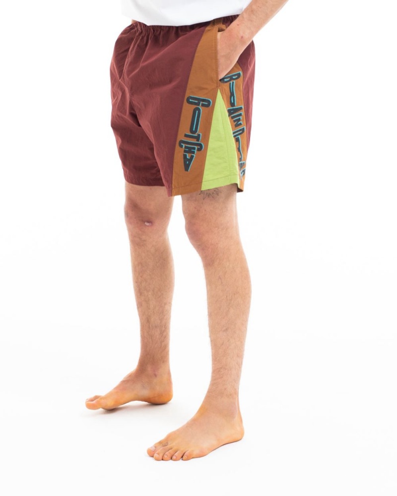 Brown Brain Dead X Gotcha Contrast Paneled Trunk Shorts | USA GZFJ80712