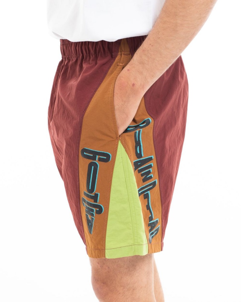 Brown Brain Dead X Gotcha Contrast Paneled Trunk Shorts | USA GZFJ80712