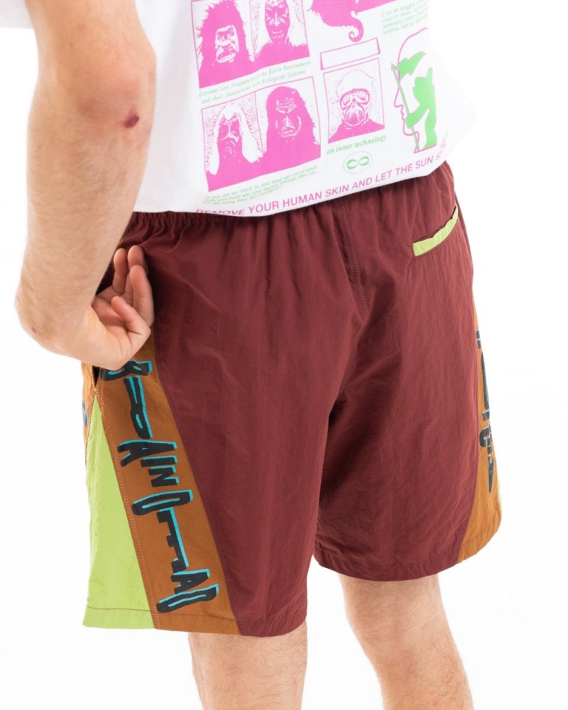 Brown Brain Dead X Gotcha Contrast Paneled Trunk Shorts | USA GZFJ80712