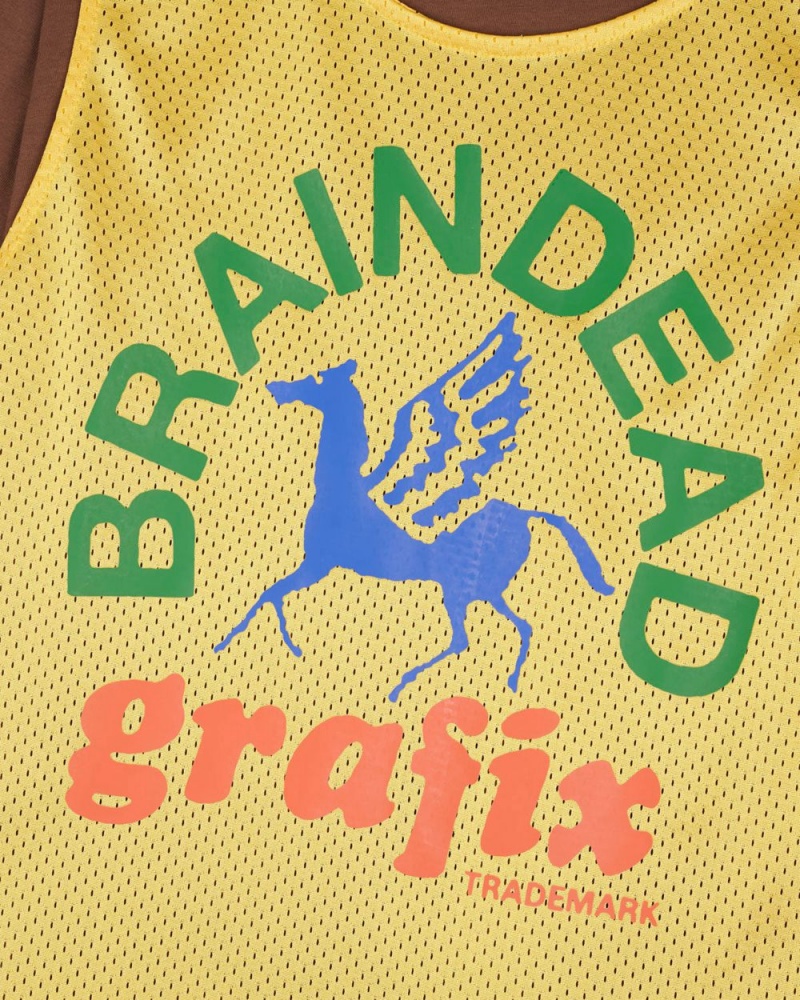 Brown Yellow Brain Dead Grafix Team Jersey T-Shirt | USA BDVP61589