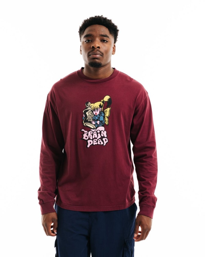 Burgundy Brain Dead Bubblegum Shorty Long Sleeve T-Shirt | USA KLQZ51934