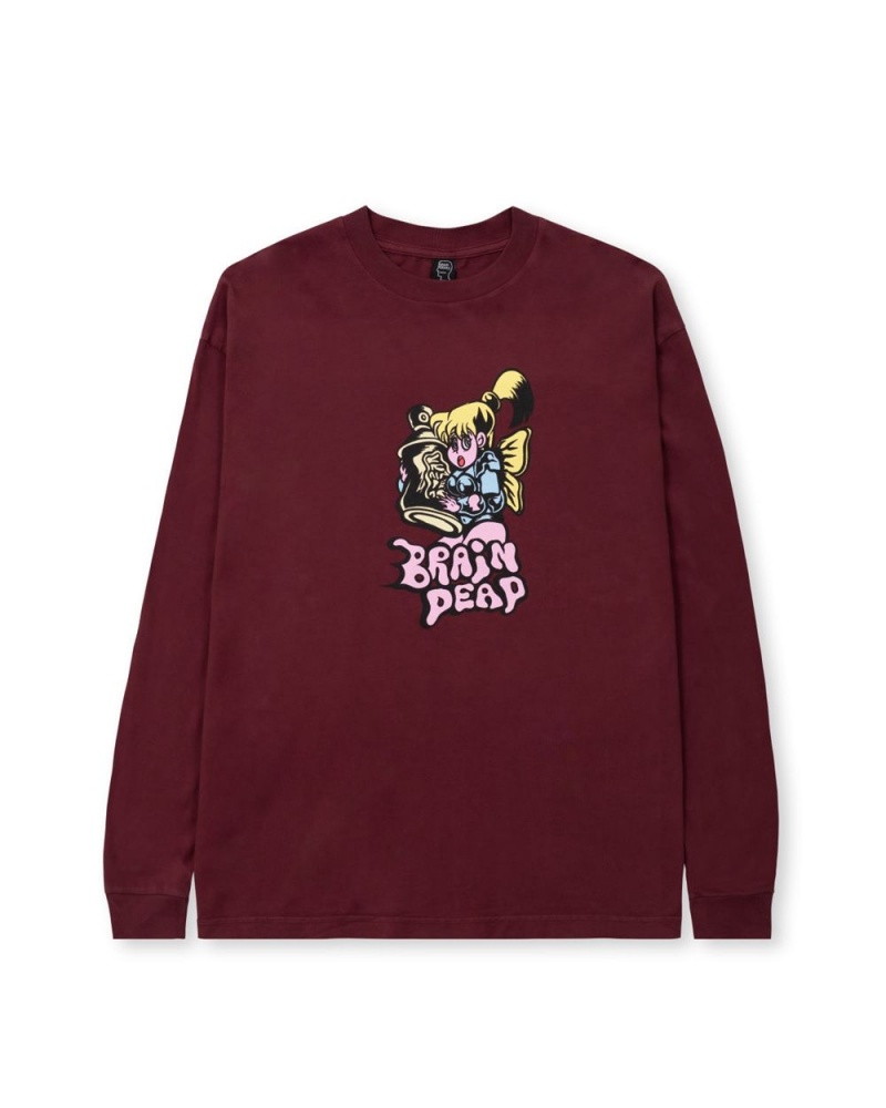 Burgundy Brain Dead Bubblegum Shorty Long Sleeve T-Shirt | USA KLQZ51934