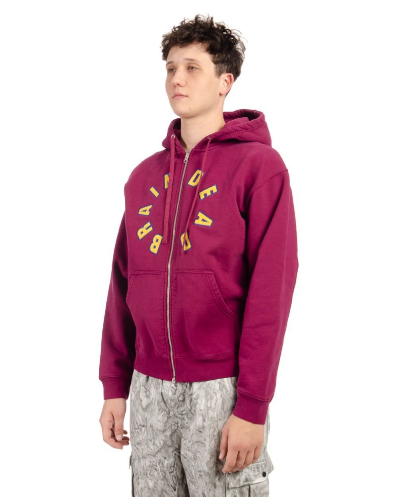 Burgundy Brain Dead Collegiate Zip Up Hoodie | USA VZXR95031