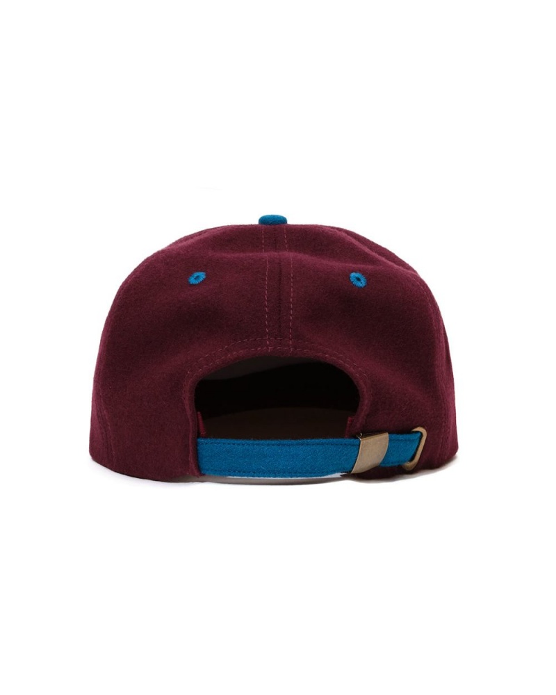 Burgundy Brain Dead Evil Eyes Wool Five Panel Hat | USA BIRO85193