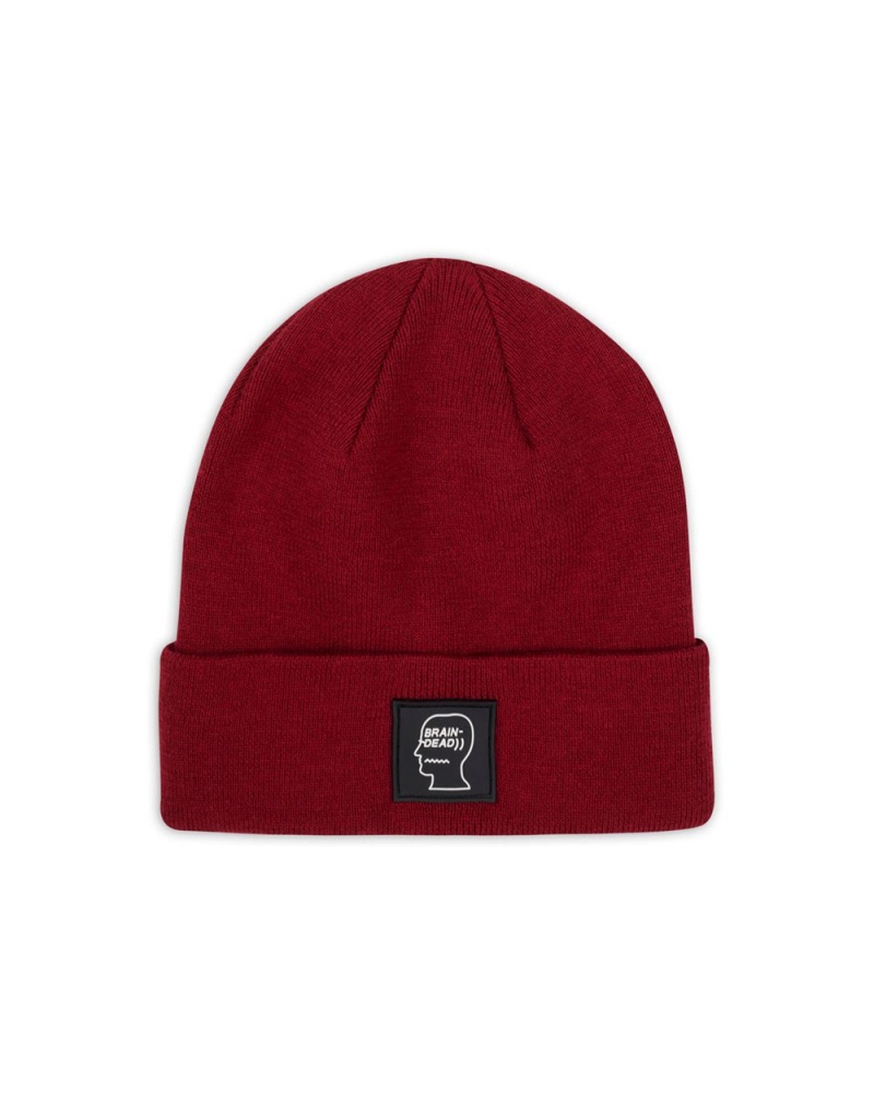 Burgundy Brain Dead Fw22 Logo Head Wool Beanie | USA BCQI87920