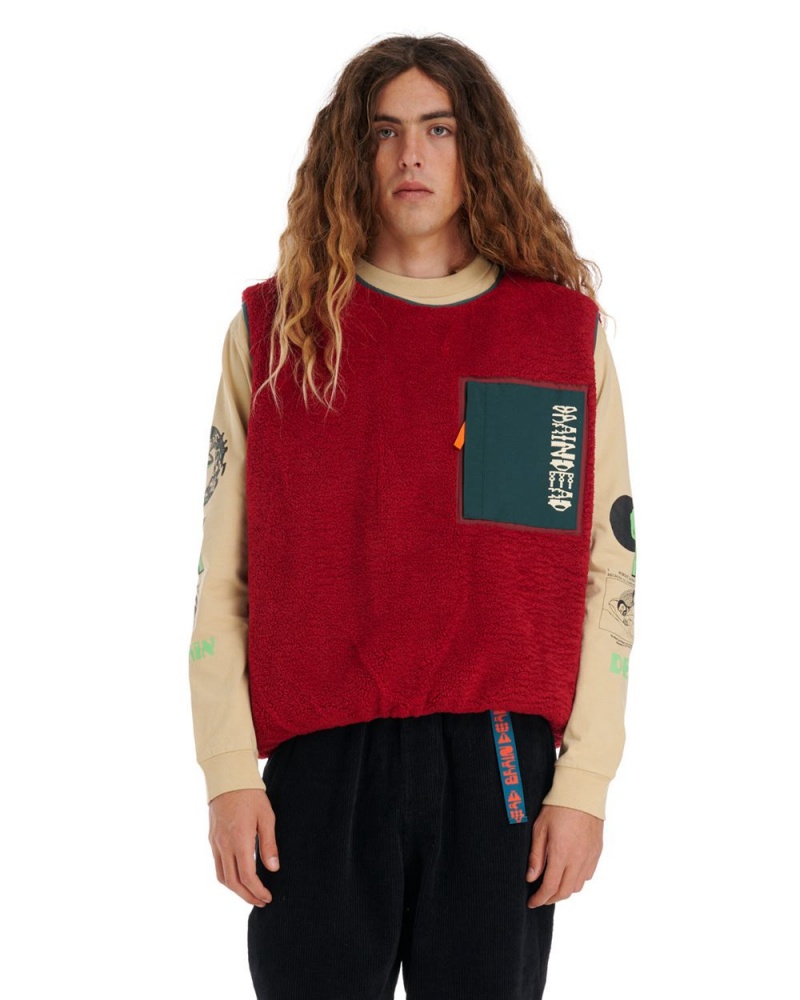 Burgundy Brain Dead Ghost Sherpa Vest | USA TECK53429