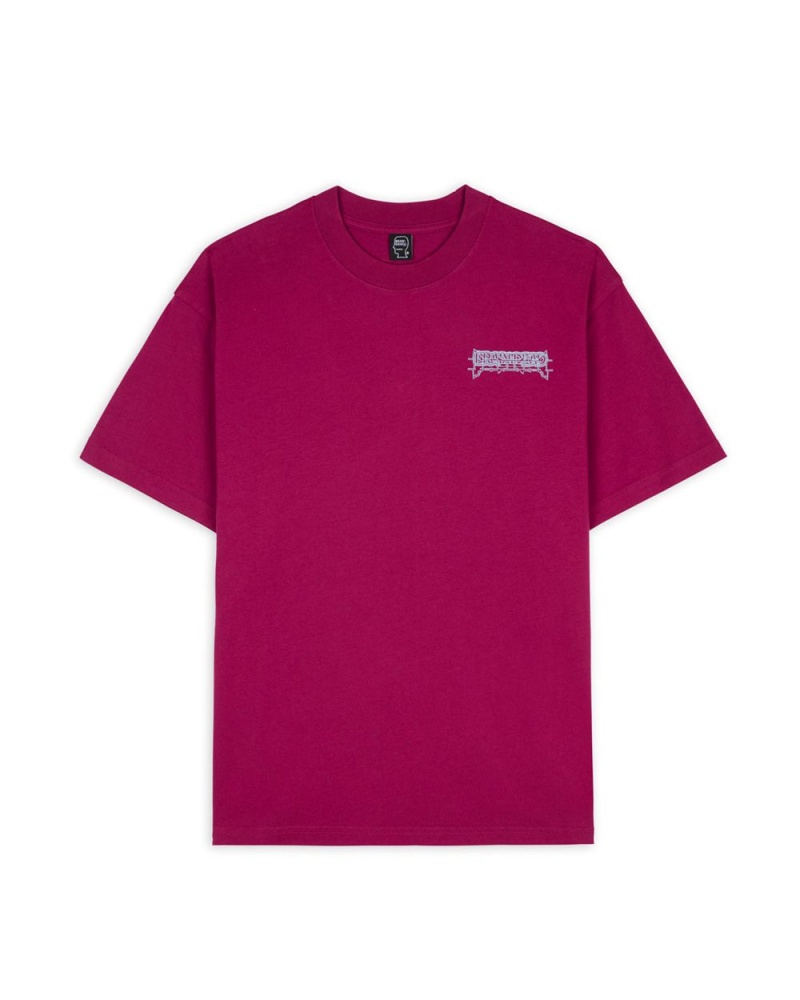 Burgundy Brain Dead Helicopter T-Shirt | USA KXST65087