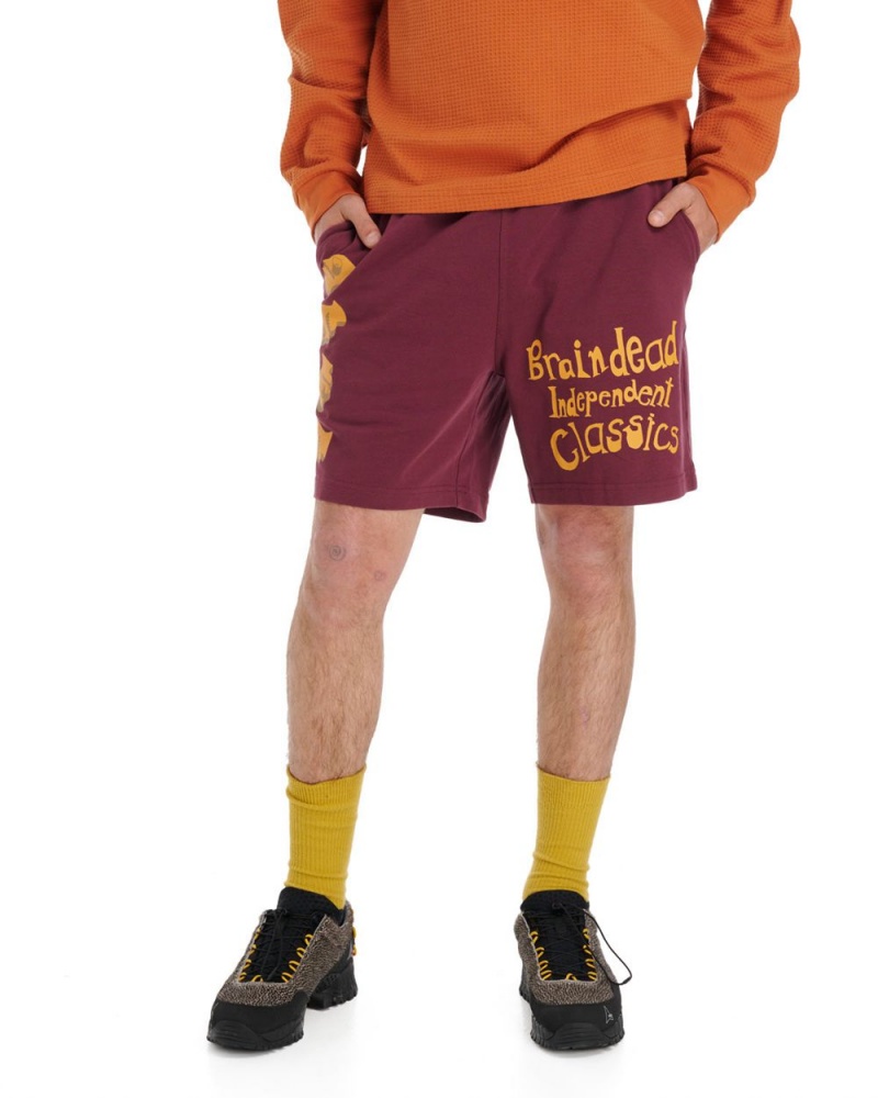 Burgundy Brain Dead Indie Classics Jersey Shorts | USA OCMH87453