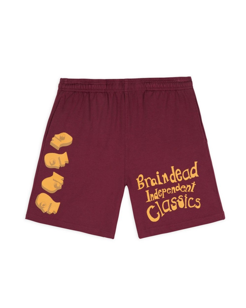 Burgundy Brain Dead Indie Classics Jersey Shorts | USA OCMH87453