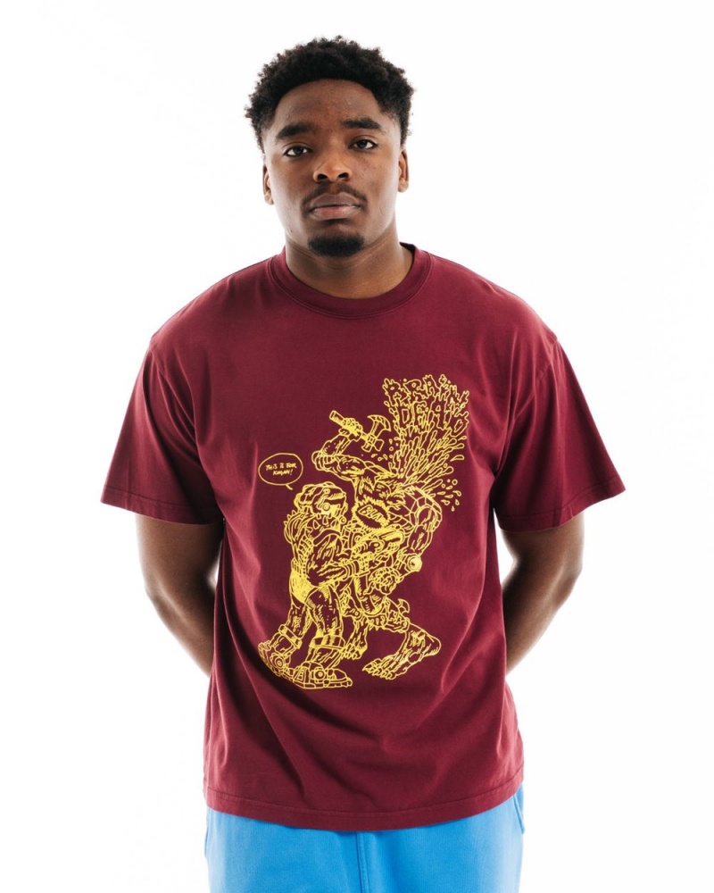 Burgundy Brain Dead Kogan's Revenge T-Shirt | USA EHOT29186