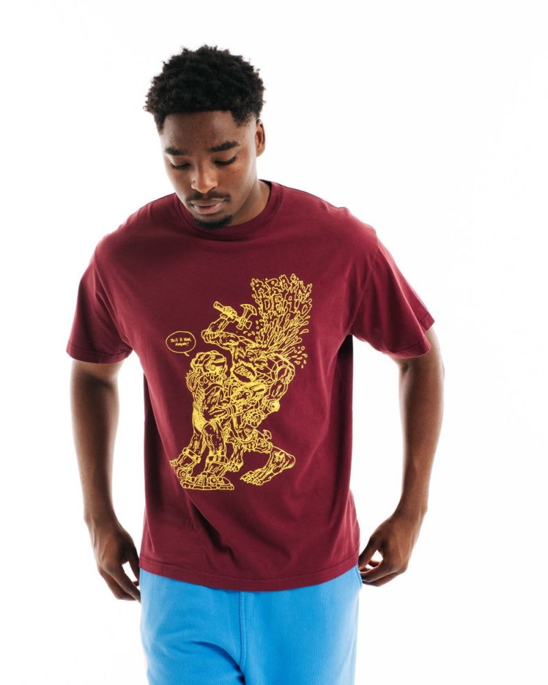 Burgundy Brain Dead Kogan's Revenge T-Shirt | USA EHOT29186