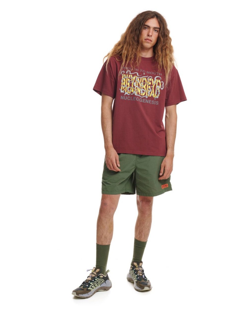 Burgundy Brain Dead Nucleogenesis T-Shirt | USA DGVP71354