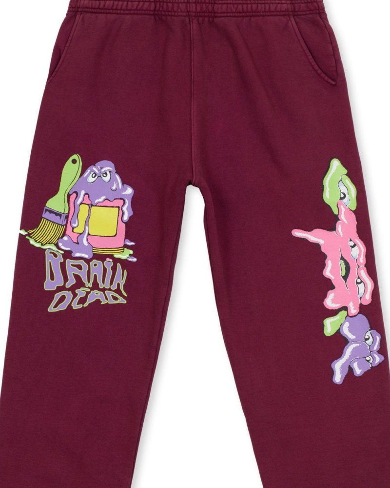 Burgundy Brain Dead Paintman Sweat Pant | USA MOQE51368