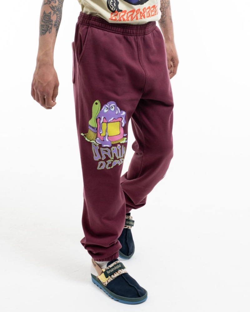 Burgundy Brain Dead Paintman Sweat Pant | USA MOQE51368