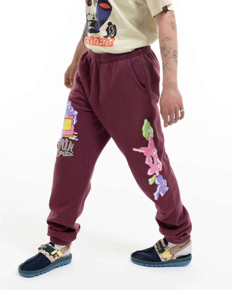 Burgundy Brain Dead Paintman Sweat Pant | USA MOQE51368